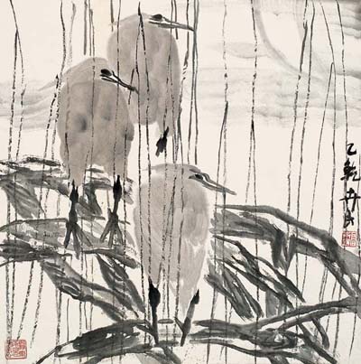 高卉民 鹭鸶 镜心