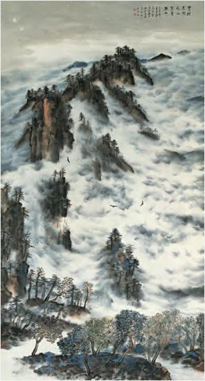 陈国勇 2002年作 云横天地外 镜心