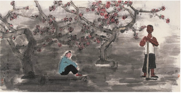 张立柱春日黄昏时镜心