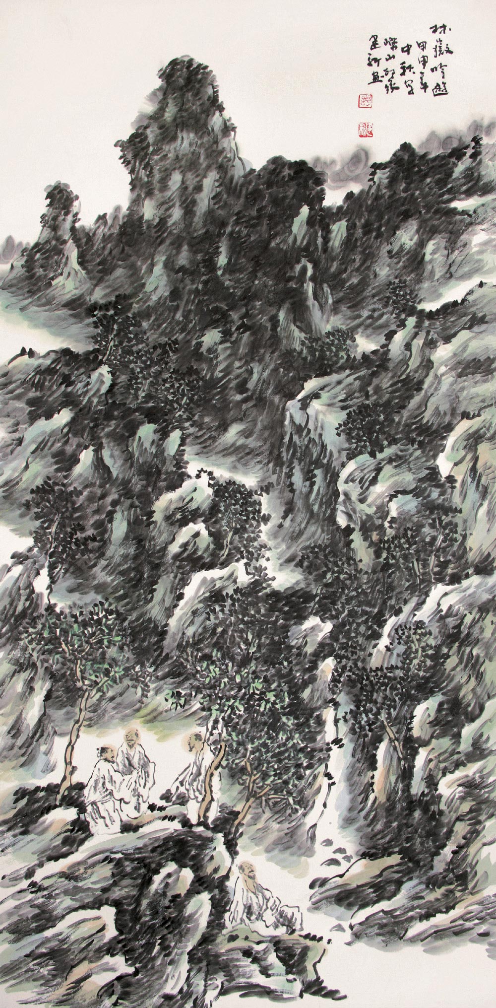 舒建新 2004年作 林岳吟游 镜心