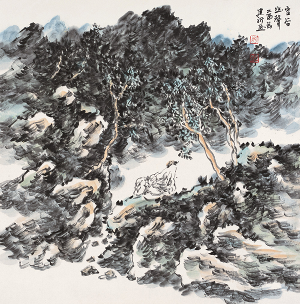 舒建新 2004年作 空谷幽声 镜心 