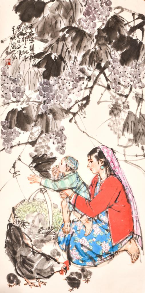 与著名国画家史国良共同作画 