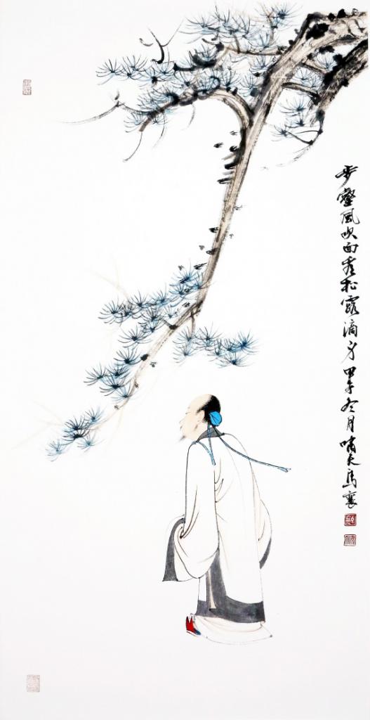 步壑看松图