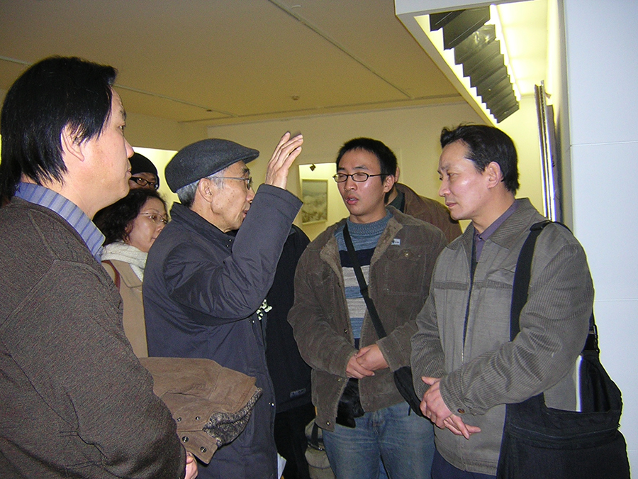 著名油画家靳尚谊与孙嘉成画家交流2006年12月
