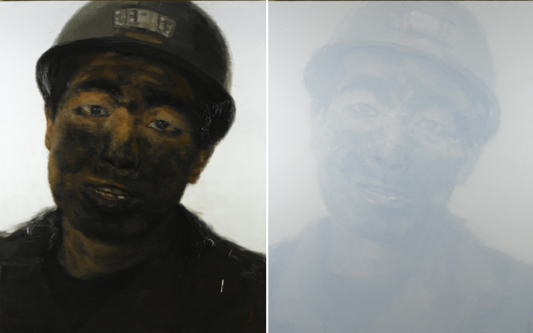 《矿工周栓宝》肖像 250cm x 200cm x 2布上油彩 2006