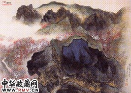 近现代胡佩衡　翠岩春霭图轴