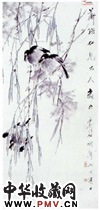 清虚谷　杨柳八哥图
