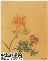 清恽寿平　花卉图册之石榴、金萱