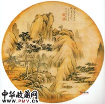 近现代黄君璧　绿水青山长对吟图