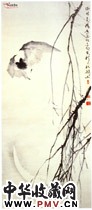 近现代高剑父　蝙蝠迎风图