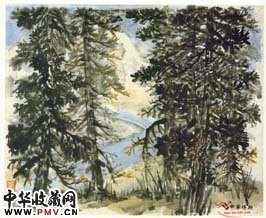 近现代赵望云　林溪晚秋