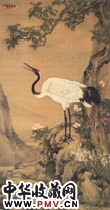 清沈铨　桂鹤图轴