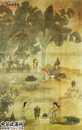 明陈洪绶 蕉林酌酒图