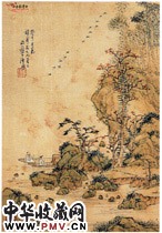 清居廉　山水二幅之一