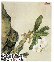 清居廉　花卉草虫二幅之一
