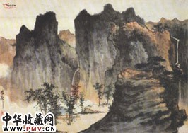 近现代谢稚柳　双瀑迎晖