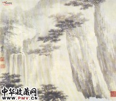 近现代谢稚柳　松崖飞瀑