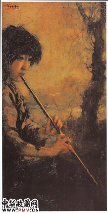 近现代徐悲鸿 箫声