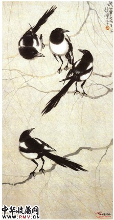 近现代徐悲鸿 四喜图