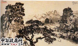 近现代徐悲鸿　贺江景色图卷