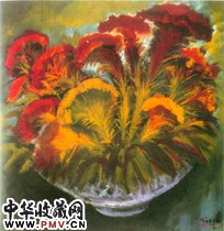 近现代林风眠　鸡冠花