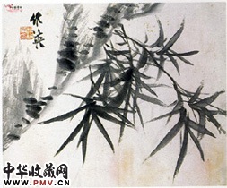 清蒲华　竹石图