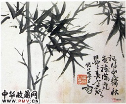 清蒲华　竹石图