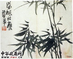 清蒲华　竹石图