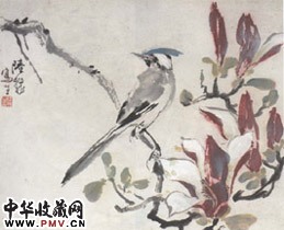 近现代陆抑非　辛夷小鸟