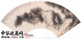 清戴熙　松石图扇页