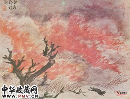 清罗聘 忽看野烧起  清罗聘 忽看野烧起