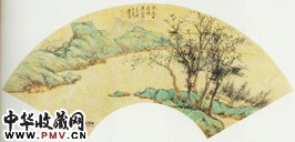 清朱昂之　疏林远岫图