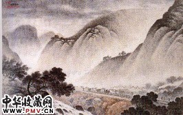 近现代刘子久　冒雨铺轨图轴