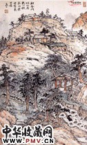 近现代沈迈士　新安山庄图轴