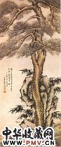 明项圣谟　松石图轴