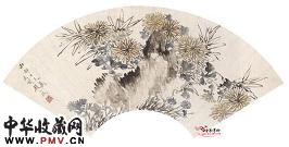 清赵之琛　秋菊竹石图
