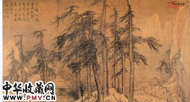 金李山　风雪松杉图
