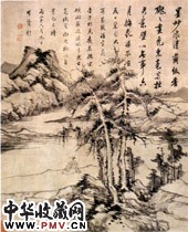 明李流芳　松荫观泉图