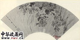 明李流芳　墨菊扇面