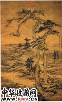 元吴镇　双桧平远图