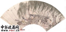 清冷枚　渔乐图扇页