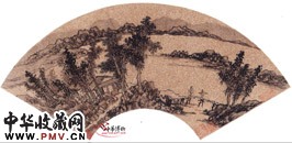 明周臣　山水人物扇面册（十）