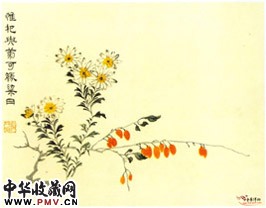 清汪士慎　菊杞图