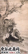 清张穆　古木名驹图