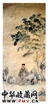 清张风　栎梧消署图轴