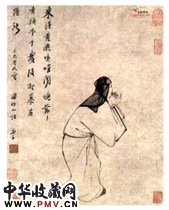 清张风　渊明嗅菊图轴