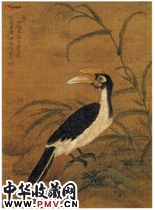 清于寿伯　花鸟四屏之三