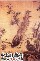 明林良　孔雀竹石图