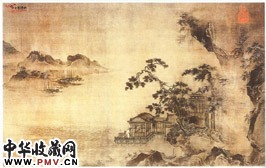 明王谔　江阁远眺图