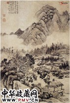 清吕翔　幽山弹琴图
